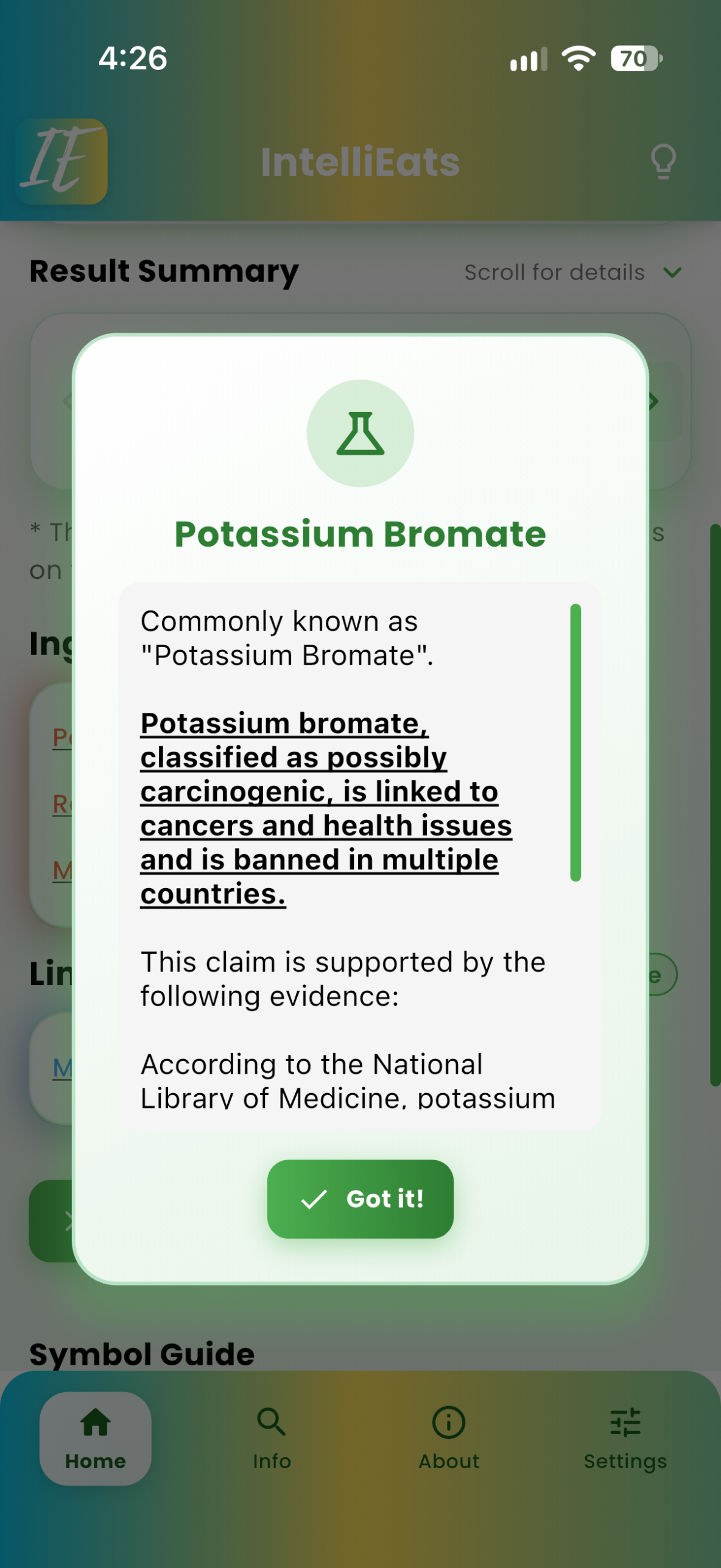 IntelliEats app screens showing ingredient detection and dietary preference settings